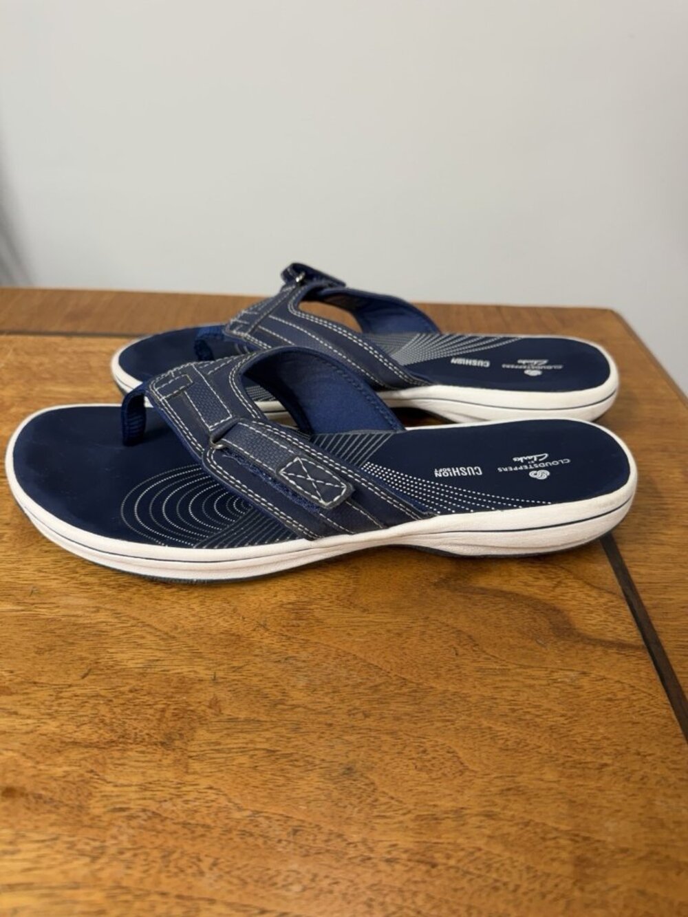 Clarks Breeze Sea Sandal Flip Flops US Size 8M Navy Blue Slip On 4th Of July - Picture 3 of 6